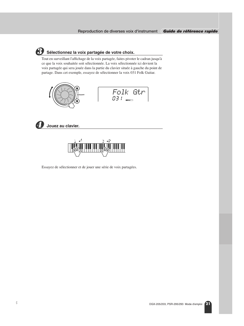 Folk gtr | Yamaha PORTATONE PSR-295 User Manual | Page 21 / 98