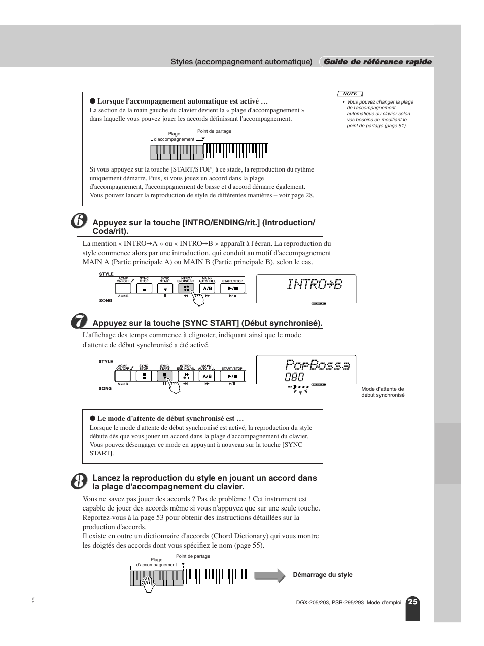 Intro≥b, Popbossa | Yamaha PORTATONE PSR-295 User Manual | Page 25 / 98