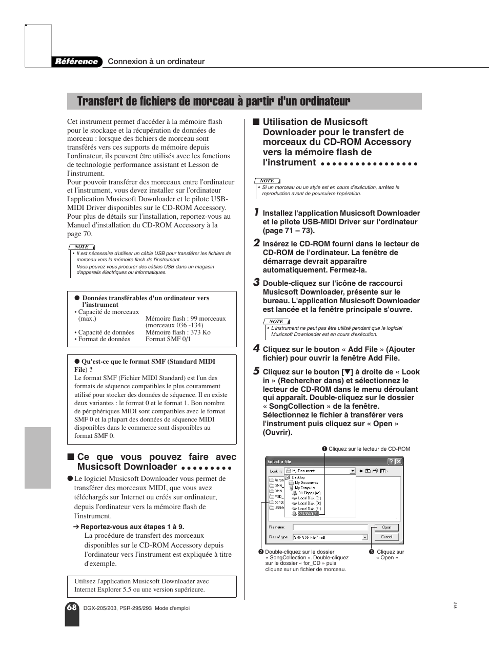 Ce que vous pouvez faire avec musicsoft downloader | Yamaha PORTATONE PSR-295 User Manual | Page 68 / 98