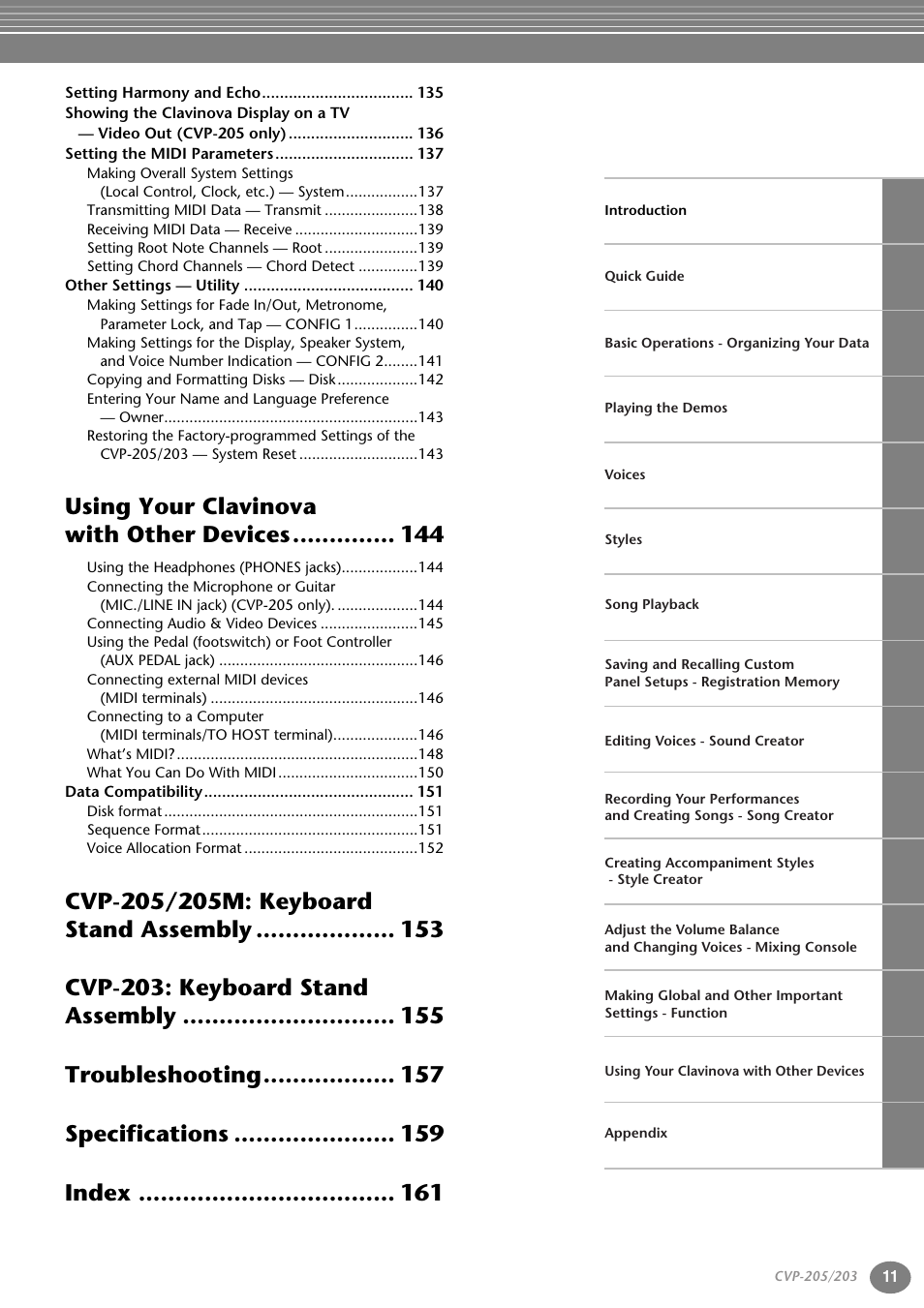 Using your clavinova with other devices | Yamaha 205M  EN User Manual | Page 11 / 170