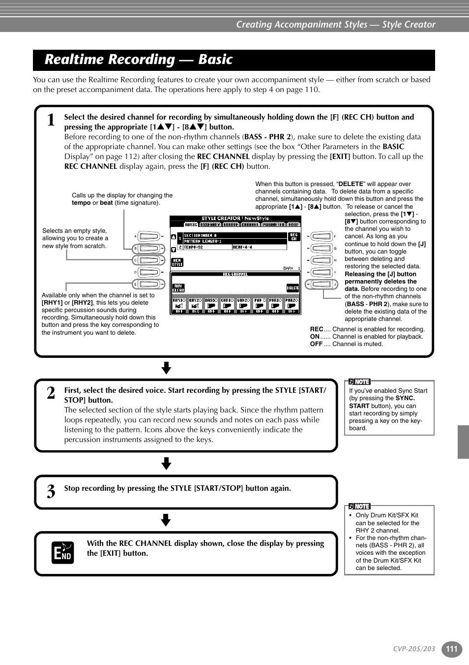 Realtime recording — basic | Yamaha 205M  EN User Manual | Page 111 / 170