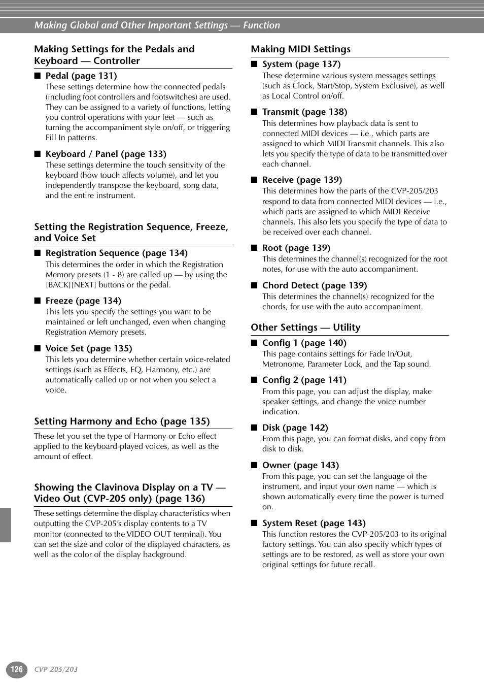 Making midi settings, Other settings — utility | Yamaha 205M  EN User Manual | Page 126 / 170