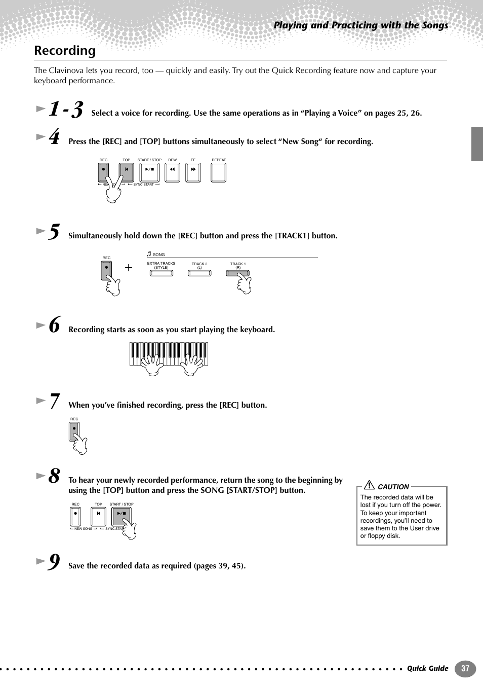 Recording | Yamaha 205M  EN User Manual | Page 37 / 170