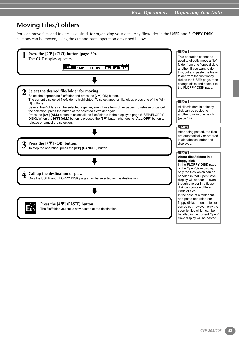 Moving files/folders | Yamaha 205M  EN User Manual | Page 43 / 170