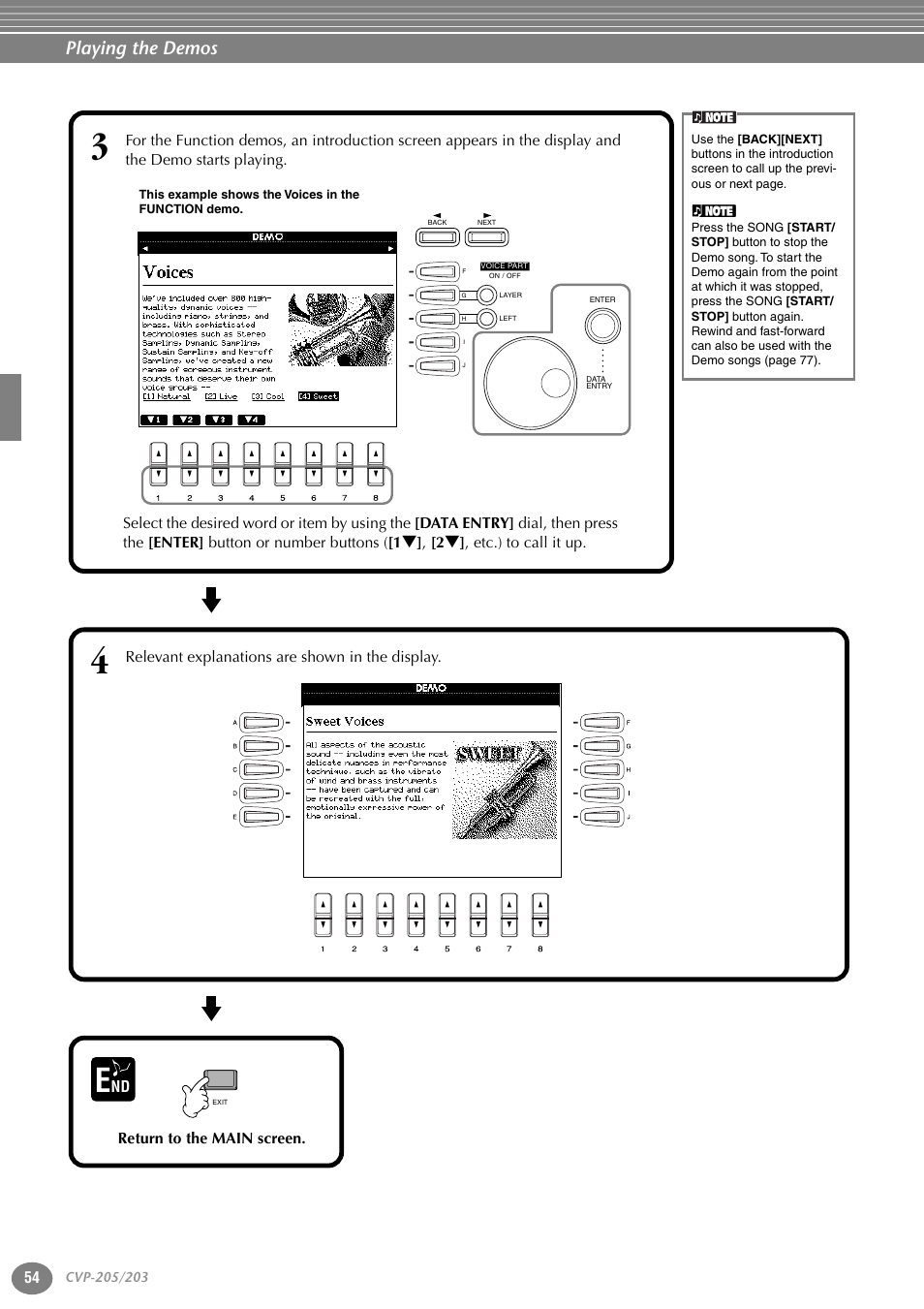 Playing the demos | Yamaha 205M  EN User Manual | Page 54 / 170