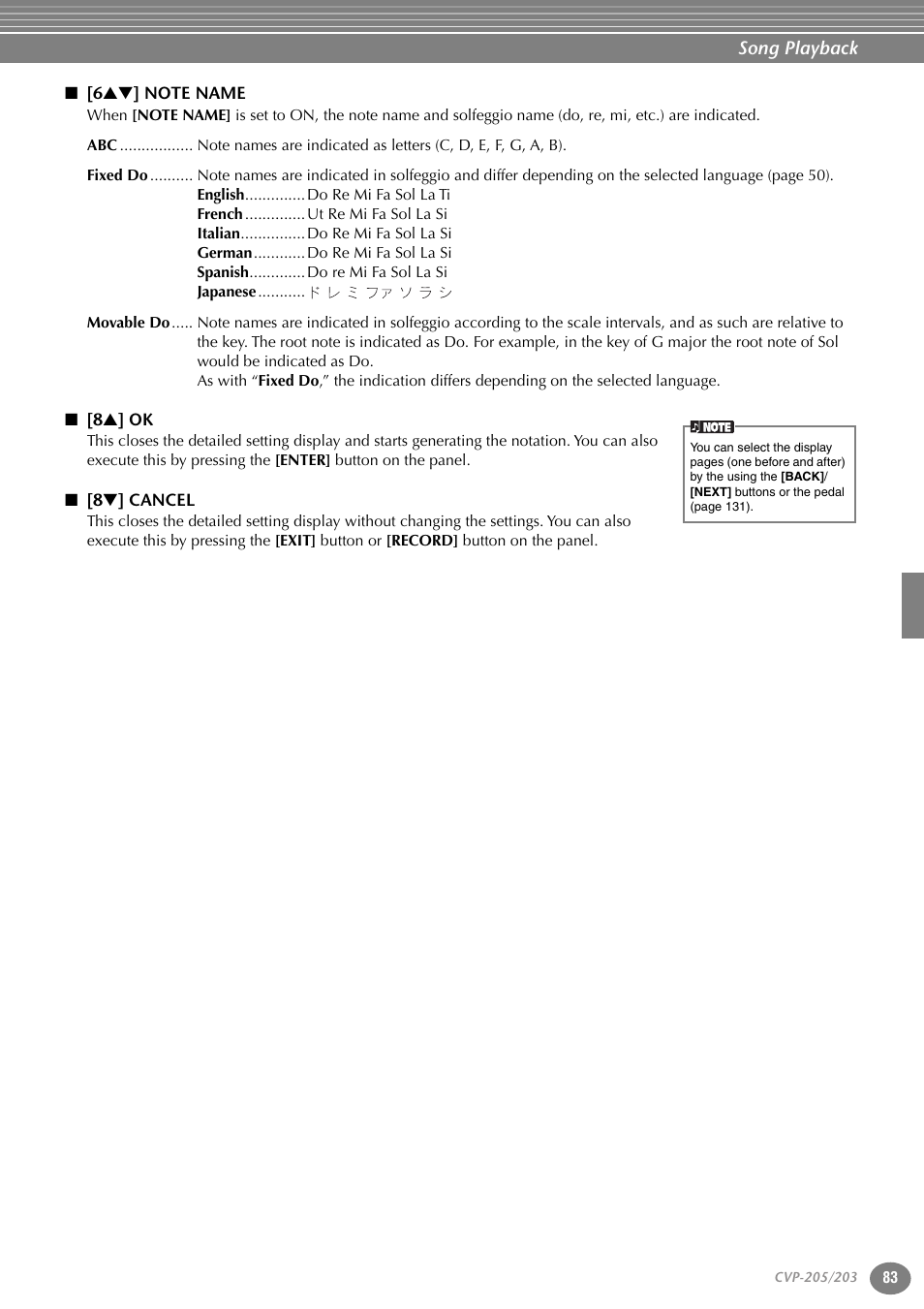 6st] note name, 8s] ok, 8t] cancel | Yamaha 205M  EN User Manual | Page 83 / 170