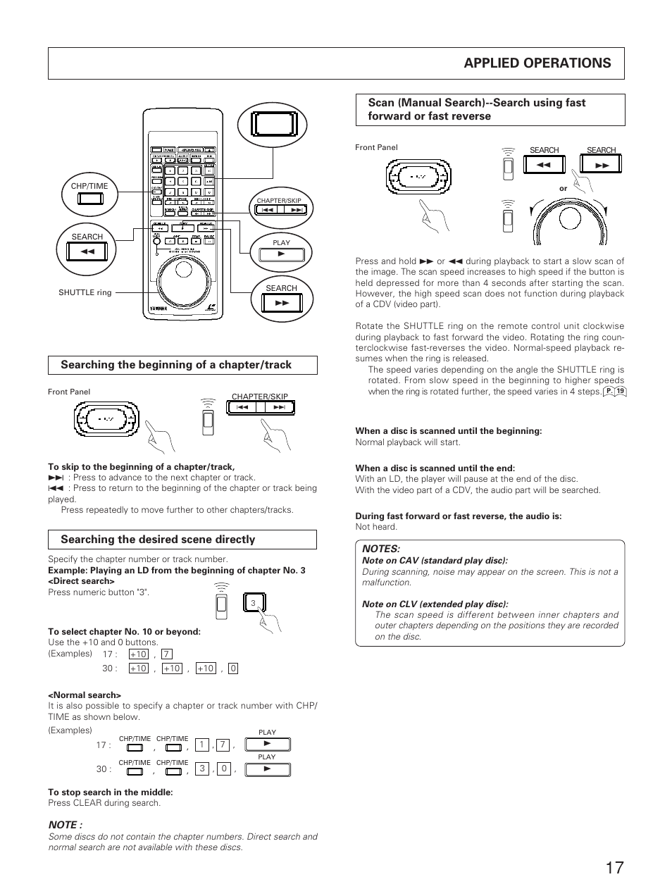 English, Applied operations | Yamaha CDV-W901 User Manual | Page 17 / 28