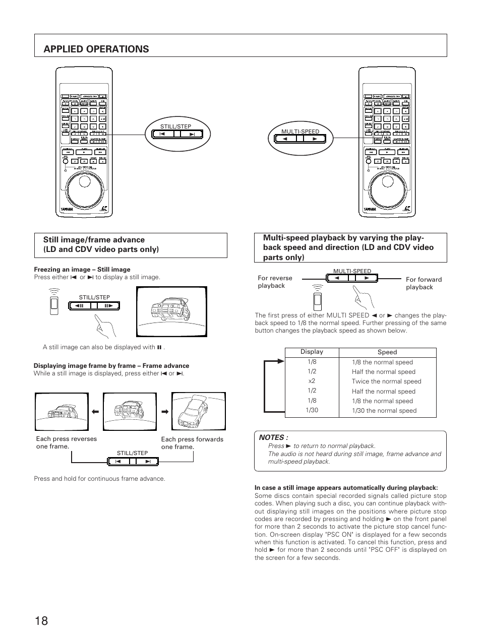 Applied operations | Yamaha CDV-W901 User Manual | Page 18 / 28