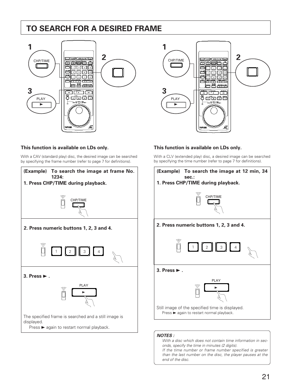 To search for a desired frame, English | Yamaha CDV-W901 User Manual | Page 21 / 28