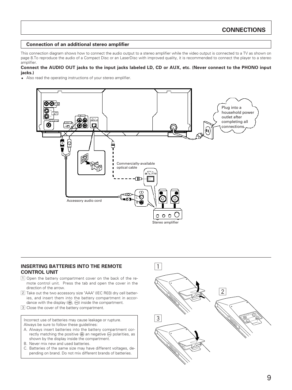 English, Connections | Yamaha CDV-W901 User Manual | Page 9 / 28
