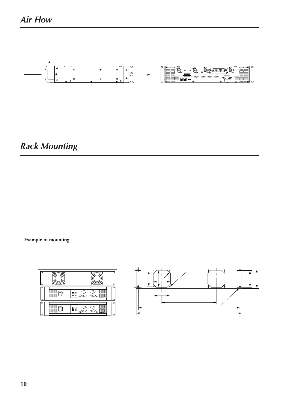 Air flow, Rack mounting | Yamaha PC4800N User Manual | Page 10 / 16