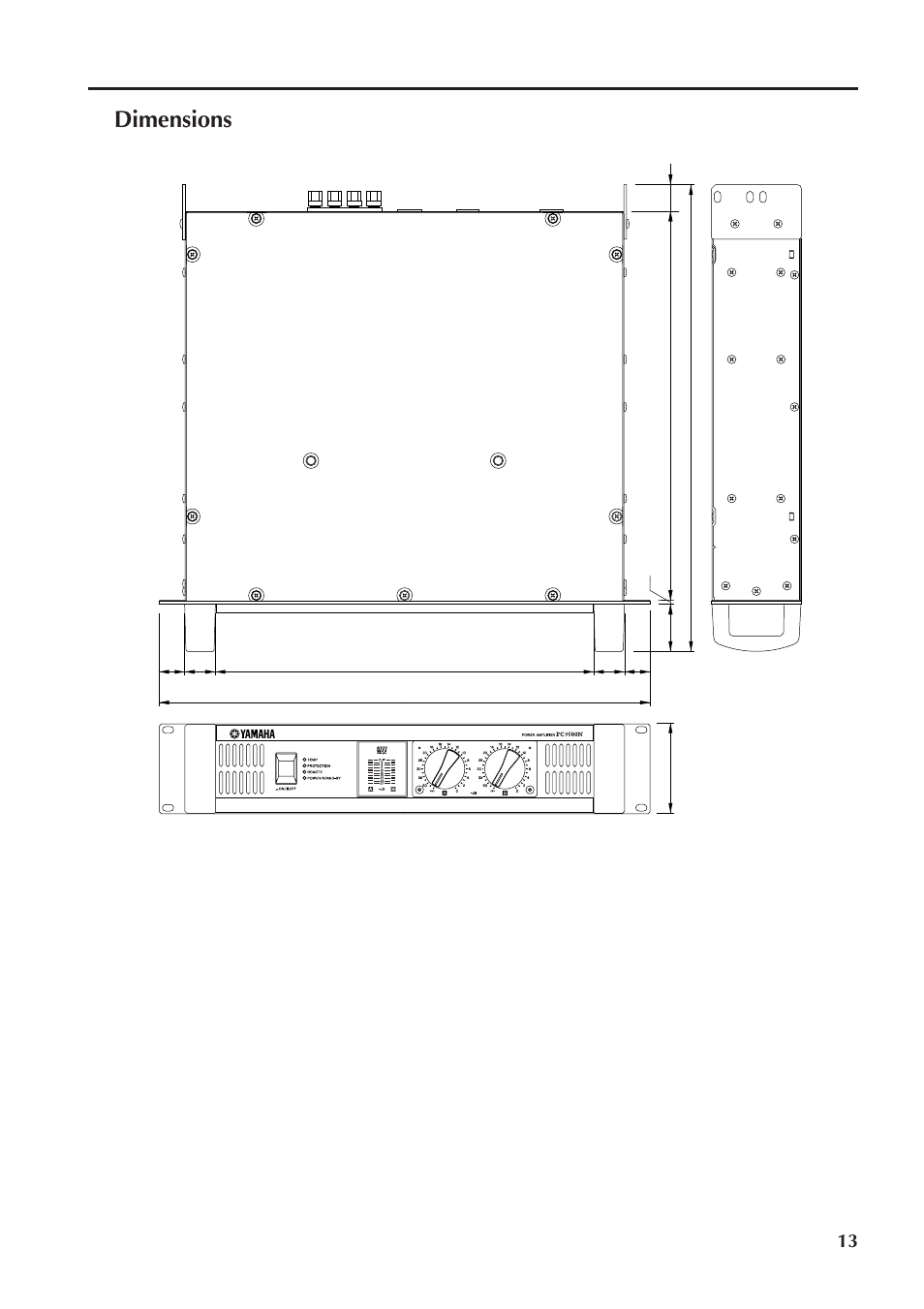 Dimensions | Yamaha PC4800N User Manual | Page 13 / 16