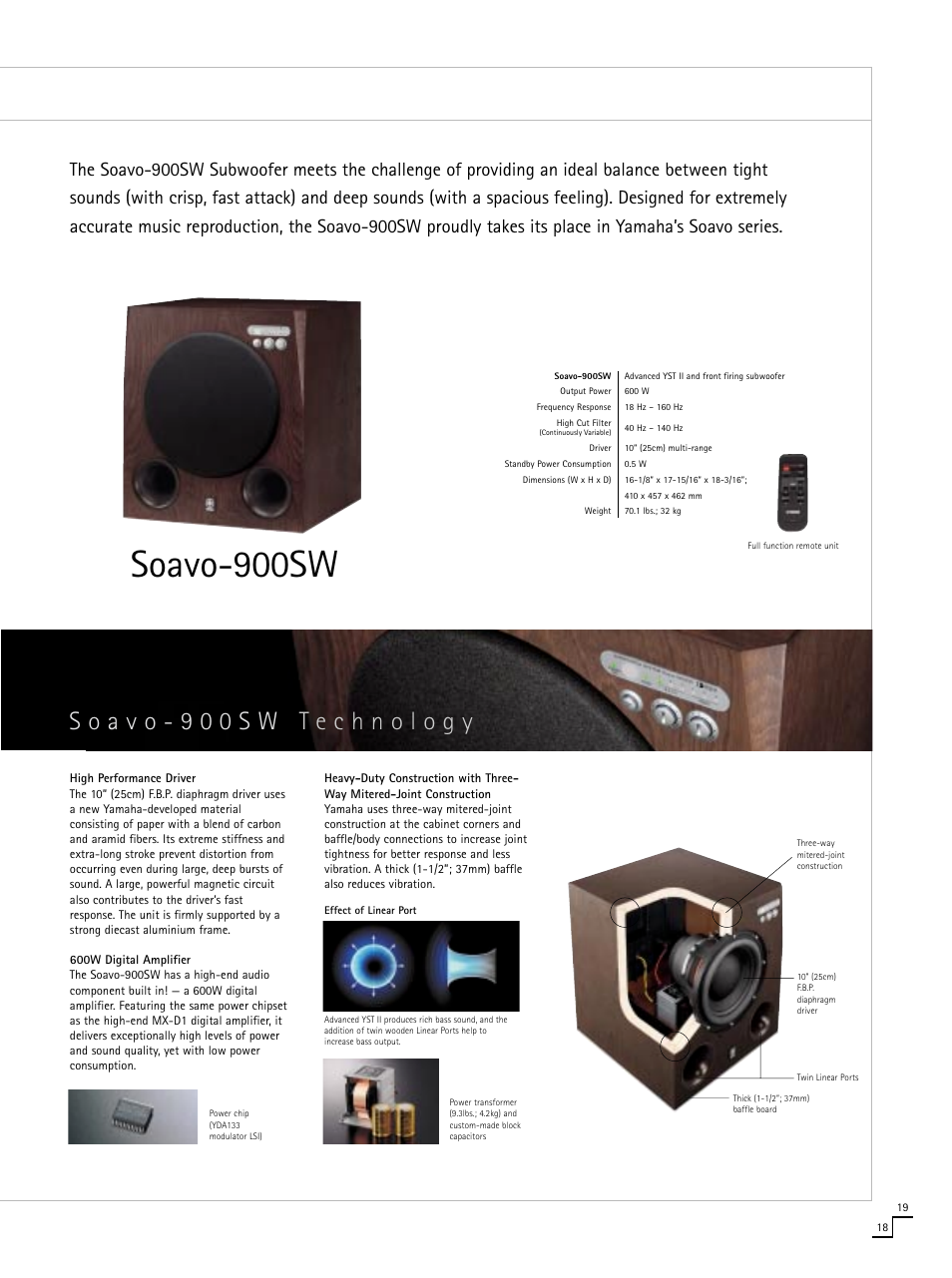 Soavo-900sw | Yamaha Soava Natural Sound Speaker System User Manual | Page 19 / 20