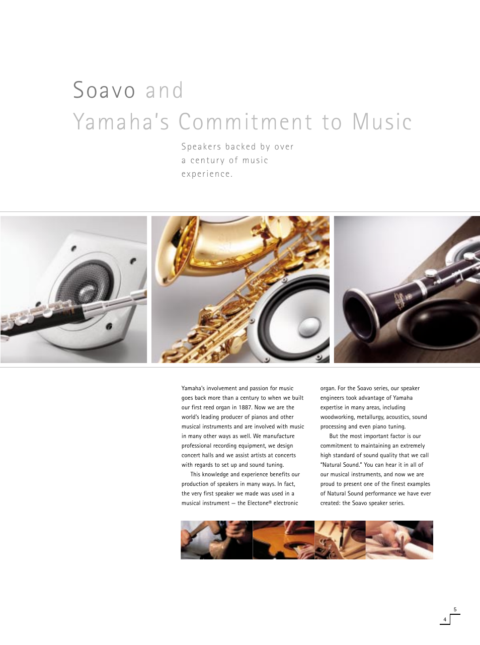 Soavo and yamaha’s commitment to music | Yamaha Soava Natural Sound Speaker System User Manual | Page 5 / 20