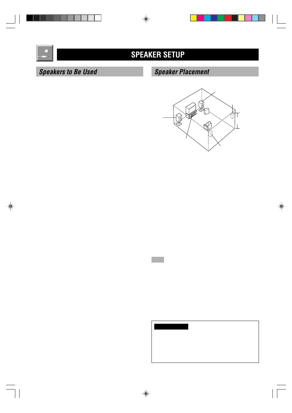 Speaker setup, Speaker placement, Speakers to be used | Use of a subwoofer expands your sound field, Main speakers, Rear speakers, Center speaker, Subwoofer | Yamaha HTR-5240 User Manual | Page 12 / 63