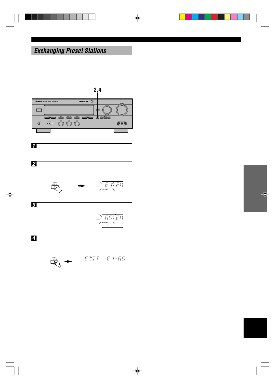 Exchanging preset stations | Yamaha HTR-5240 User Manual | Page 35 / 63
