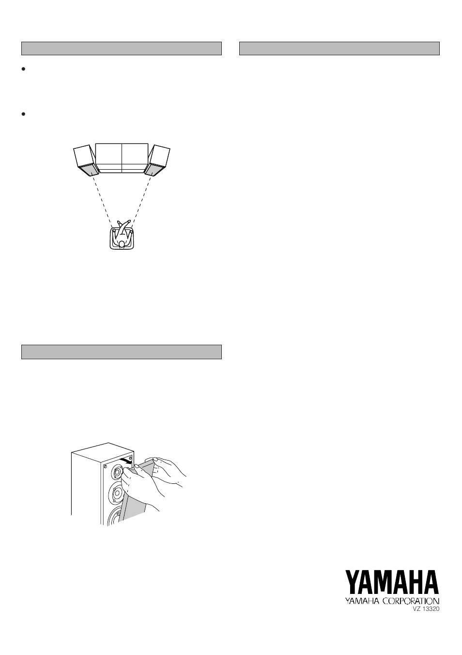 Placing the speaker, Removing the front cover, Specifications | Yamaha NS-70 User Manual | Page 2 / 2