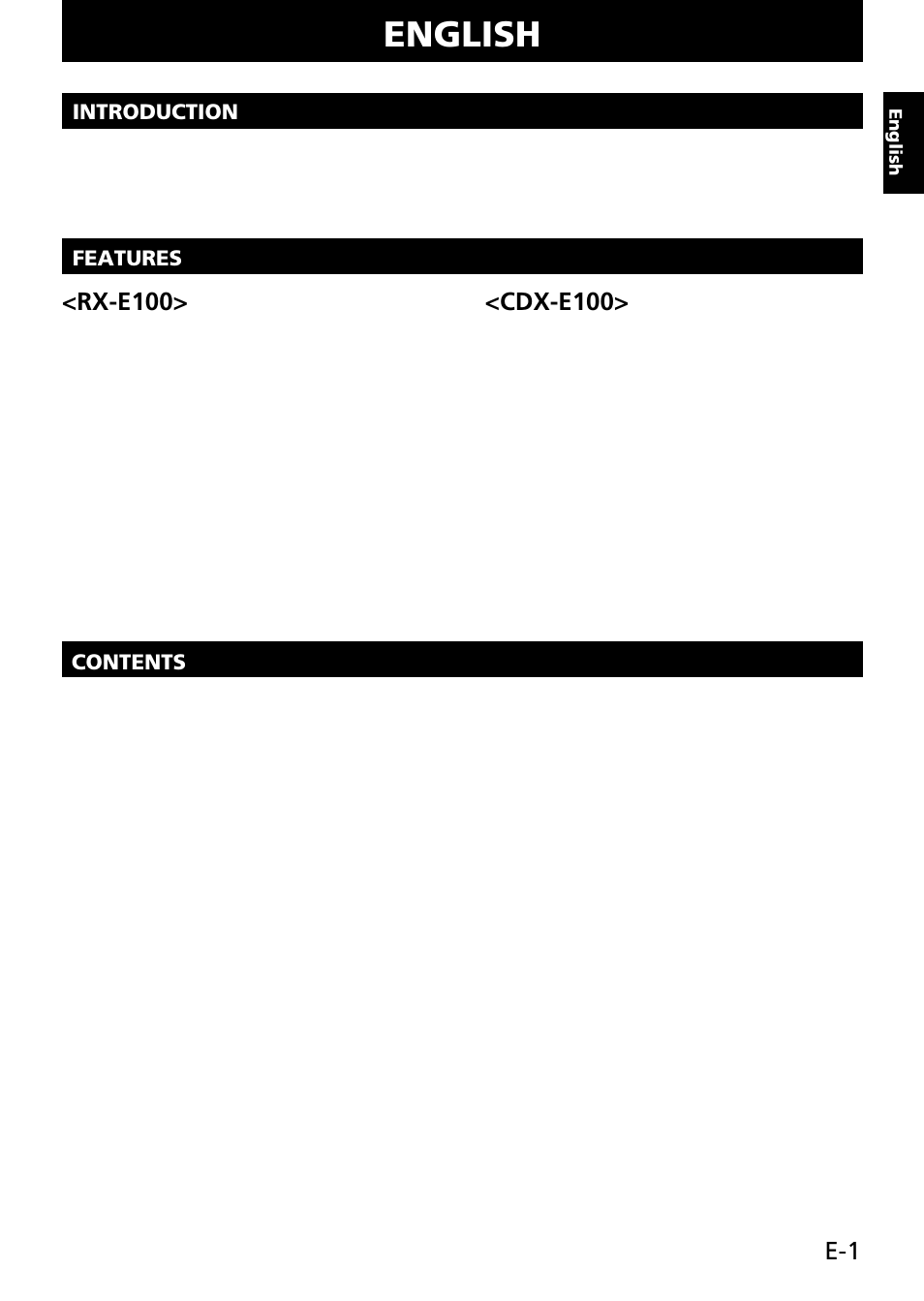 English, Rx-e100, Cdx-e100 | Yamaha RX-E100 User Manual | Page 5 / 30
