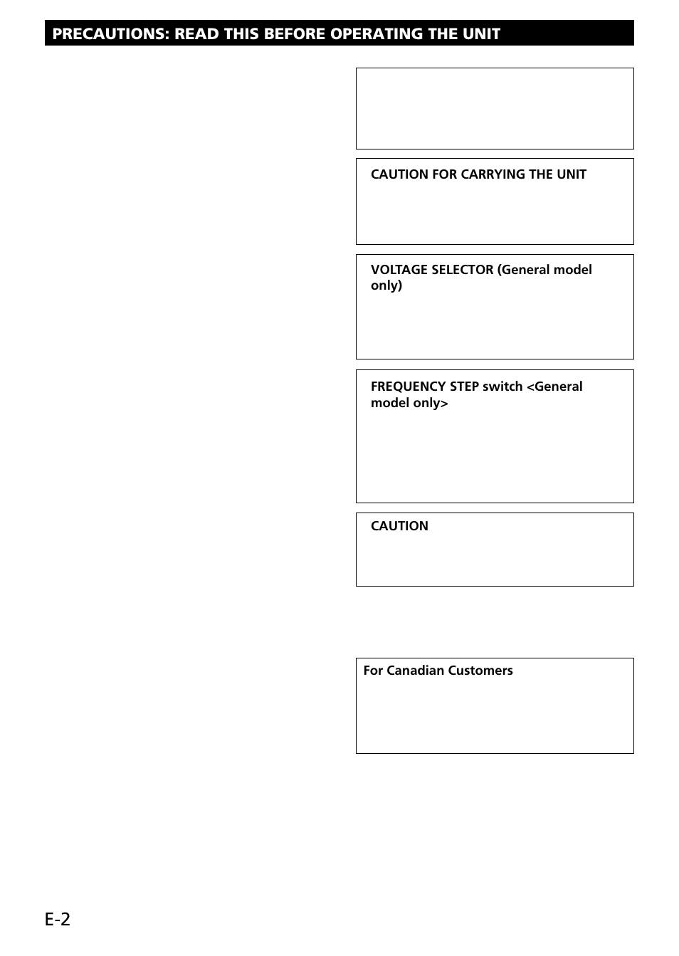 Precautions, Precautions: read this before operating the unit, Cautions | Yamaha RX-E100 User Manual | Page 6 / 30