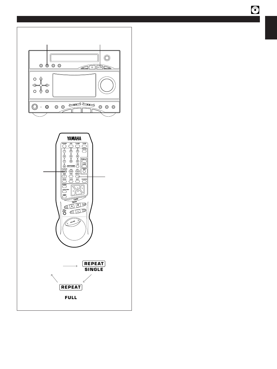 Repeat play, E-13 english, Compact disc player operation | O f f, Repeat play modes, Press the play/pause button | Yamaha GX-3 User Manual | Page 19 / 44