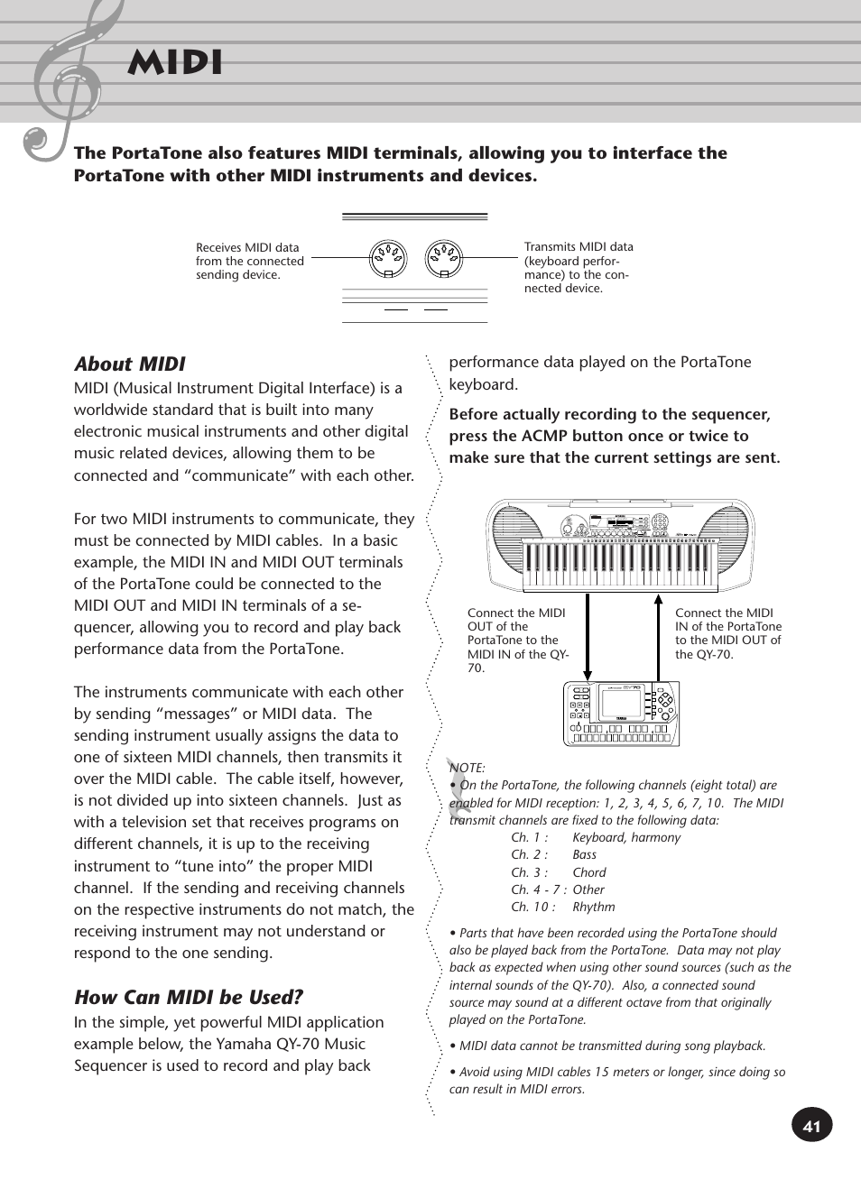 Midi, About midi, How can midi be used | Yamaha Built-in User Manual | Page 41 / 52