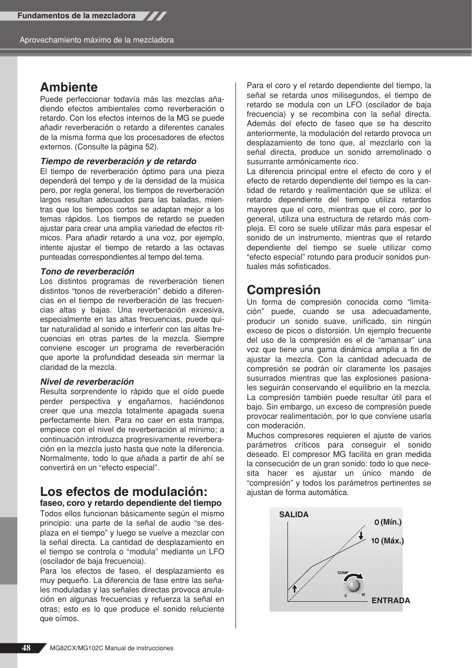 Ambiente, Los efectos de modulación, Compresión | Yamaha MG102Cc User Manual | Page 9 / 21