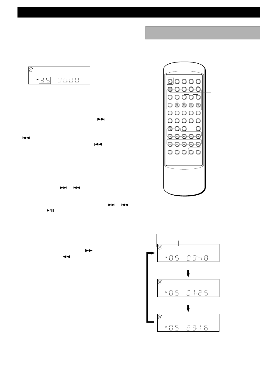 Selecting the time display, E-10, Compact disc player operations | Direct play, Skip play | Yamaha CRX-M5 User Manual | Page 16 / 35