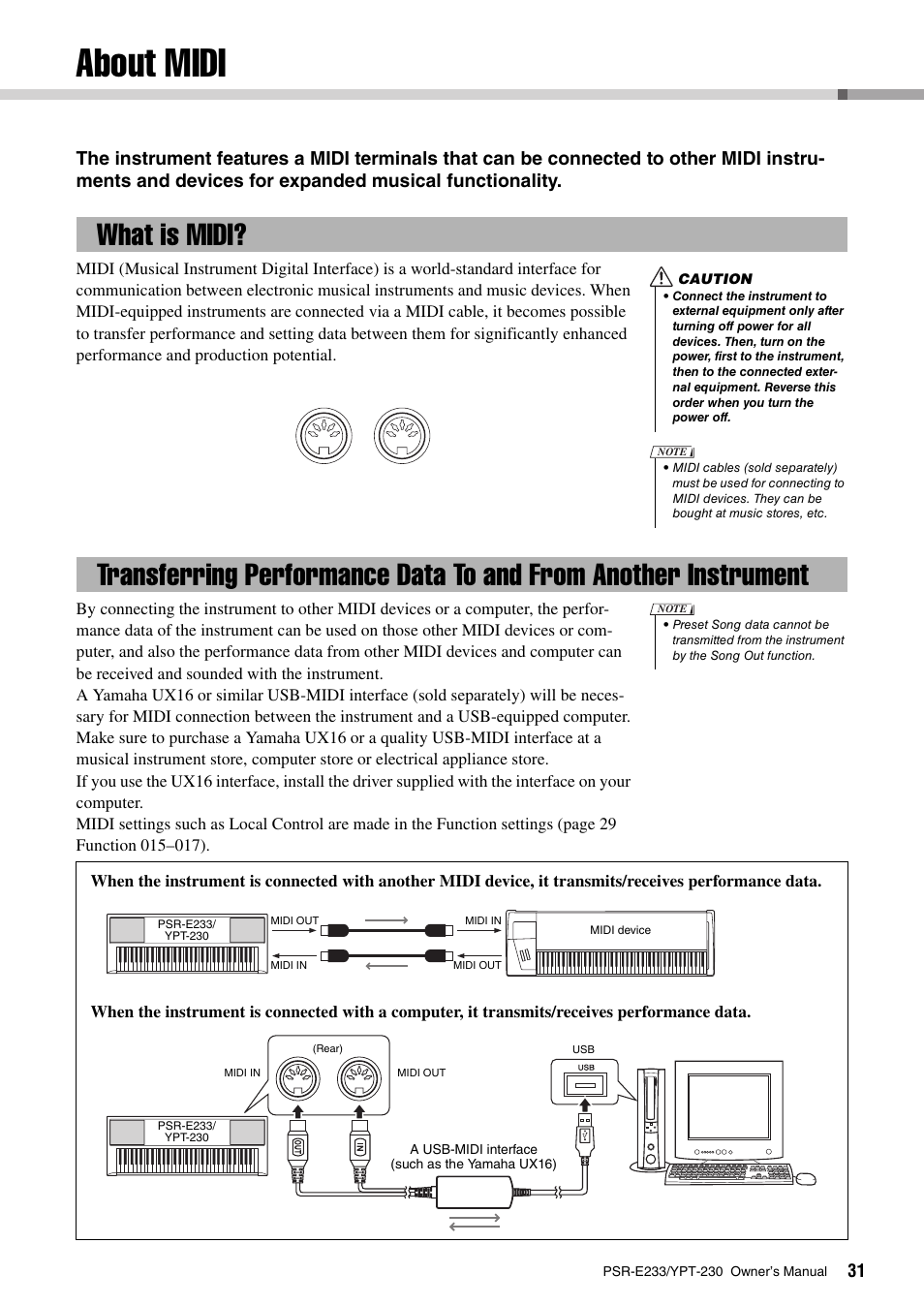 About midi, What is midi, Another instrument | Yamaha YPT-230 User Manual | Page 31 / 48