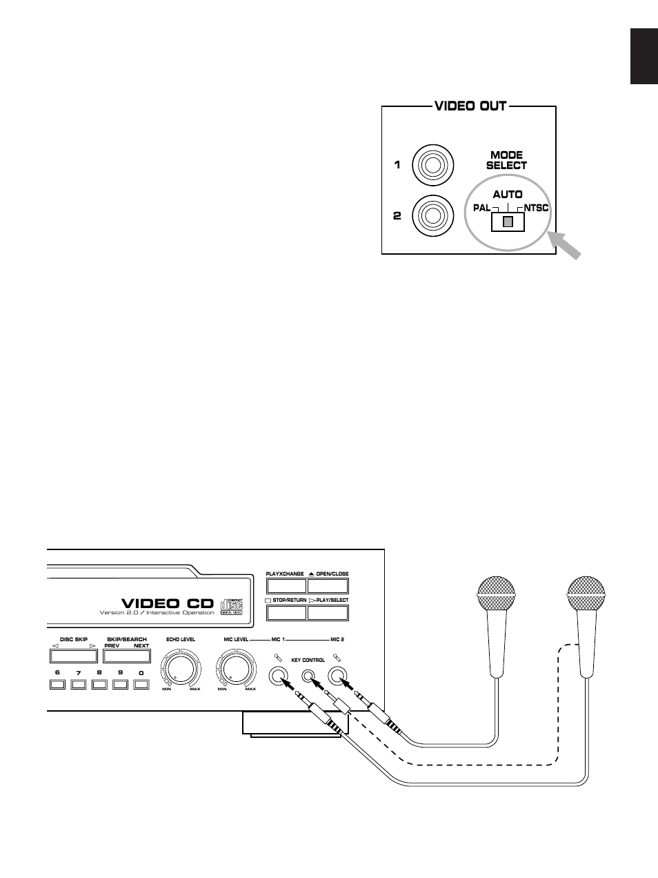 English, Video cd, Video out | 12 mode select auto | Yamaha VCD-100K User Manual | Page 5 / 21