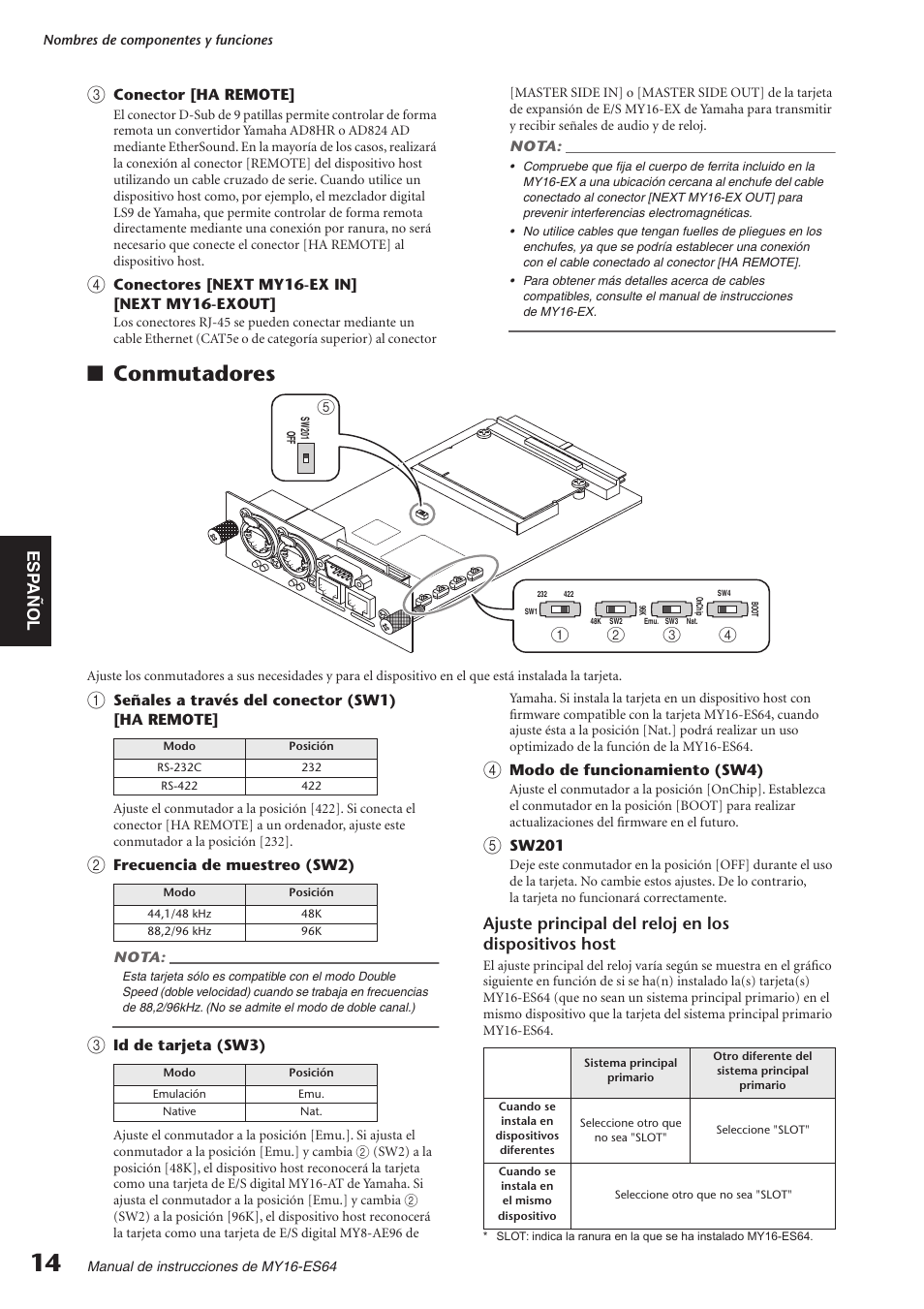 Conmutadores | Yamaha EtherSound MY16-ES64 User Manual | Page 5 / 8