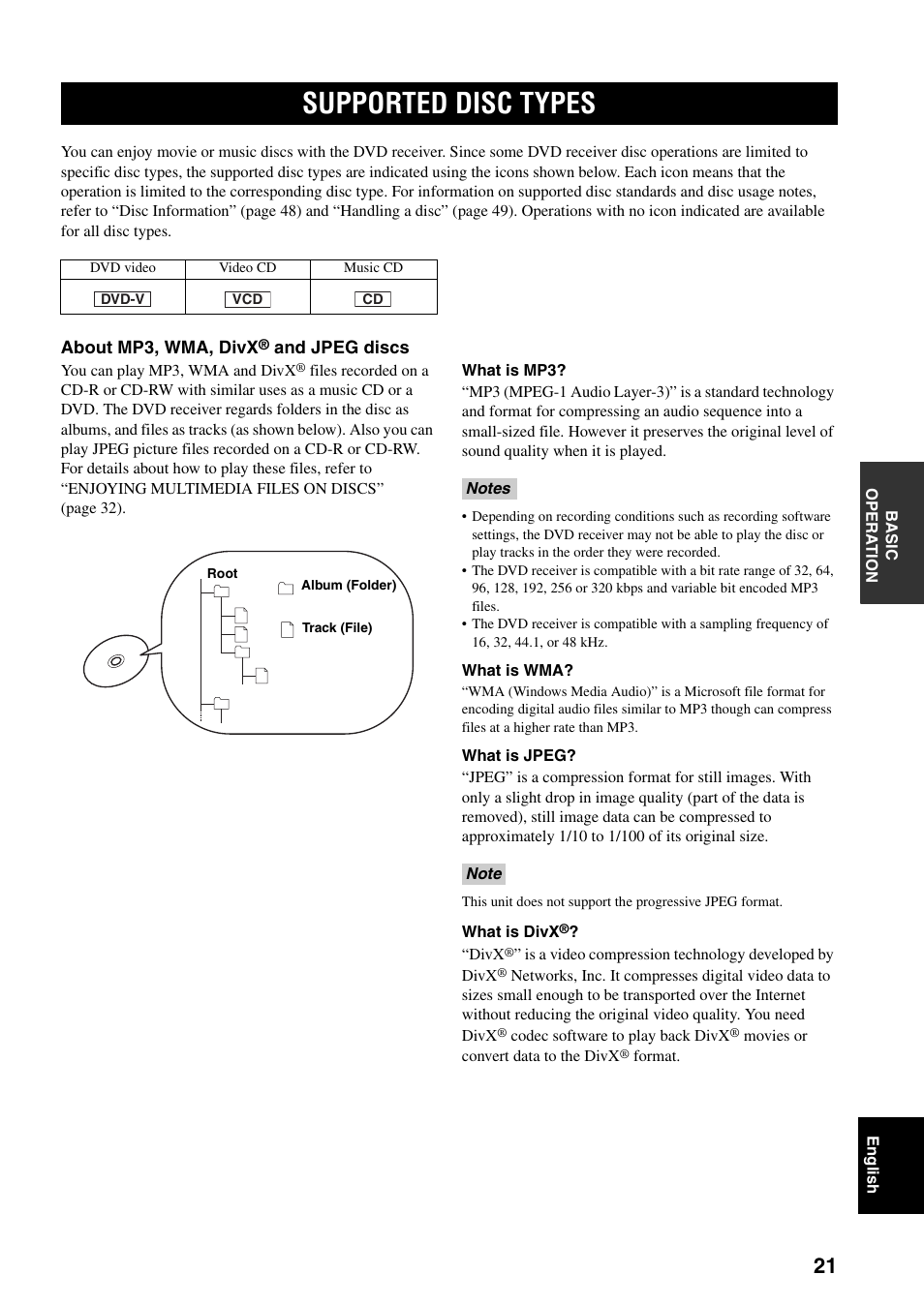 Supported disc types | Yamaha RDX-E700 User Manual | Page 23 / 57