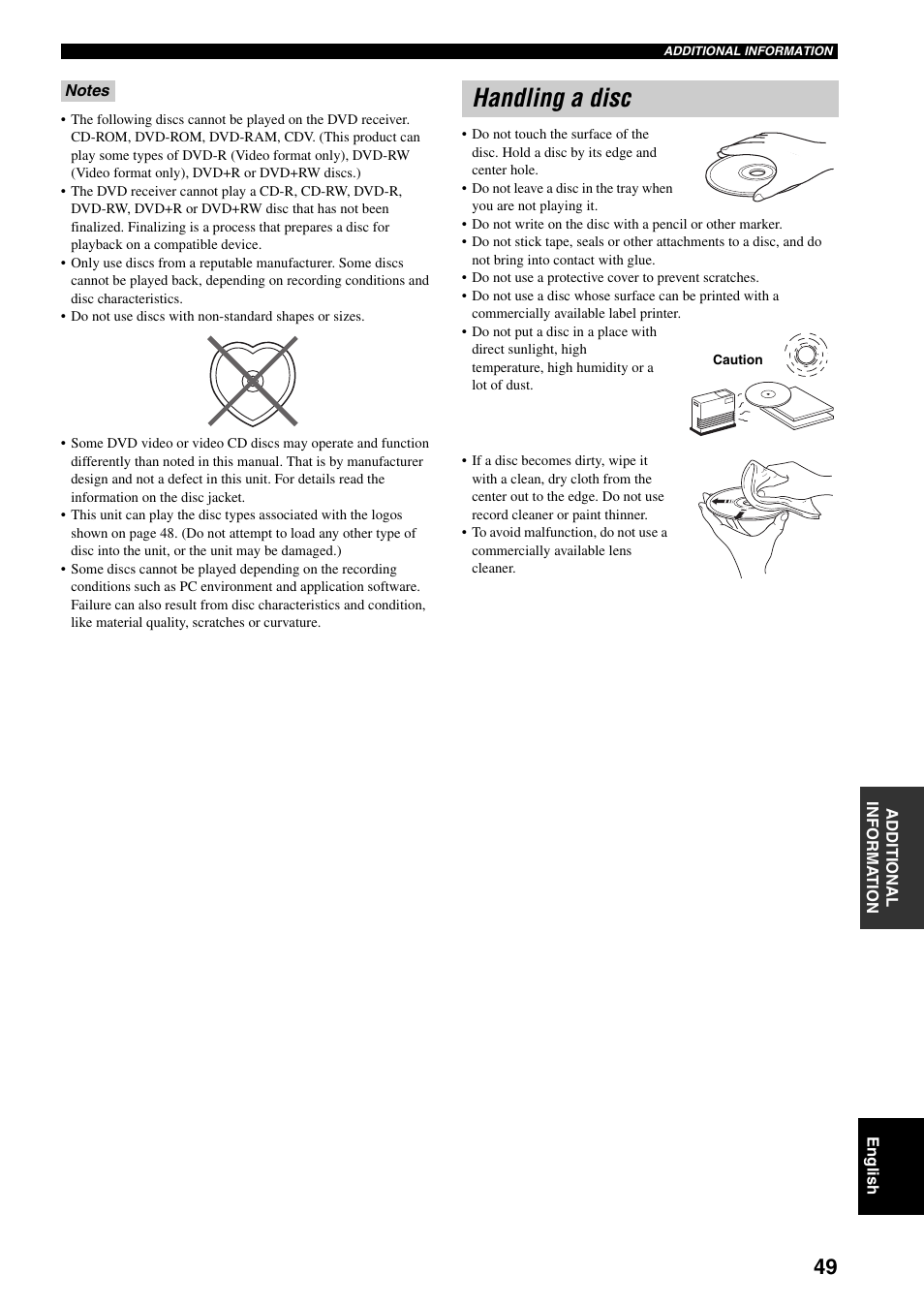 Handling a disc | Yamaha RDX-E700 User Manual | Page 51 / 57