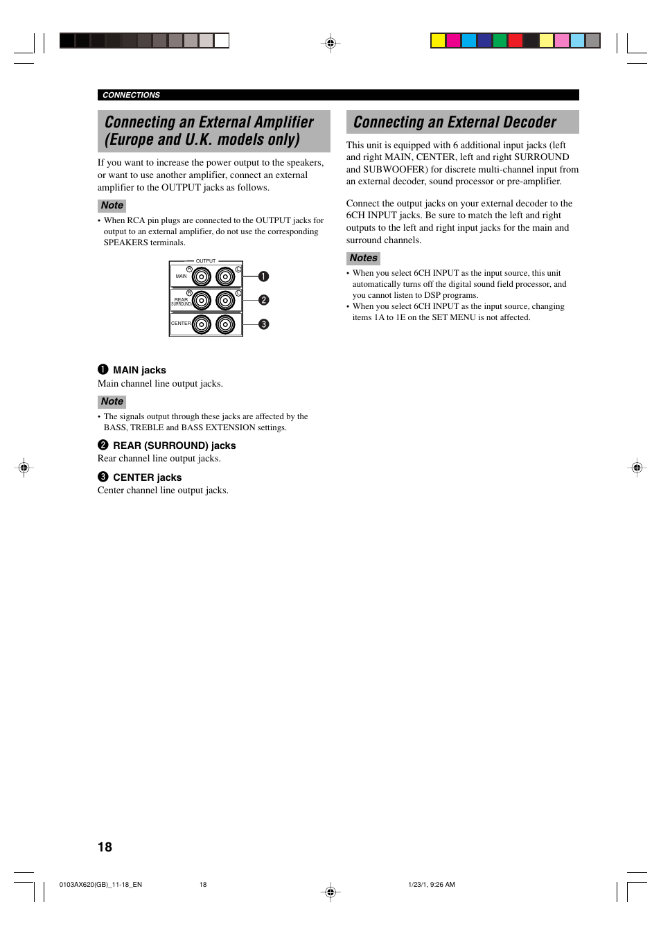 Connecting an external decoder | Yamaha DSP-AX620  EN User Manual | Page 20 / 73