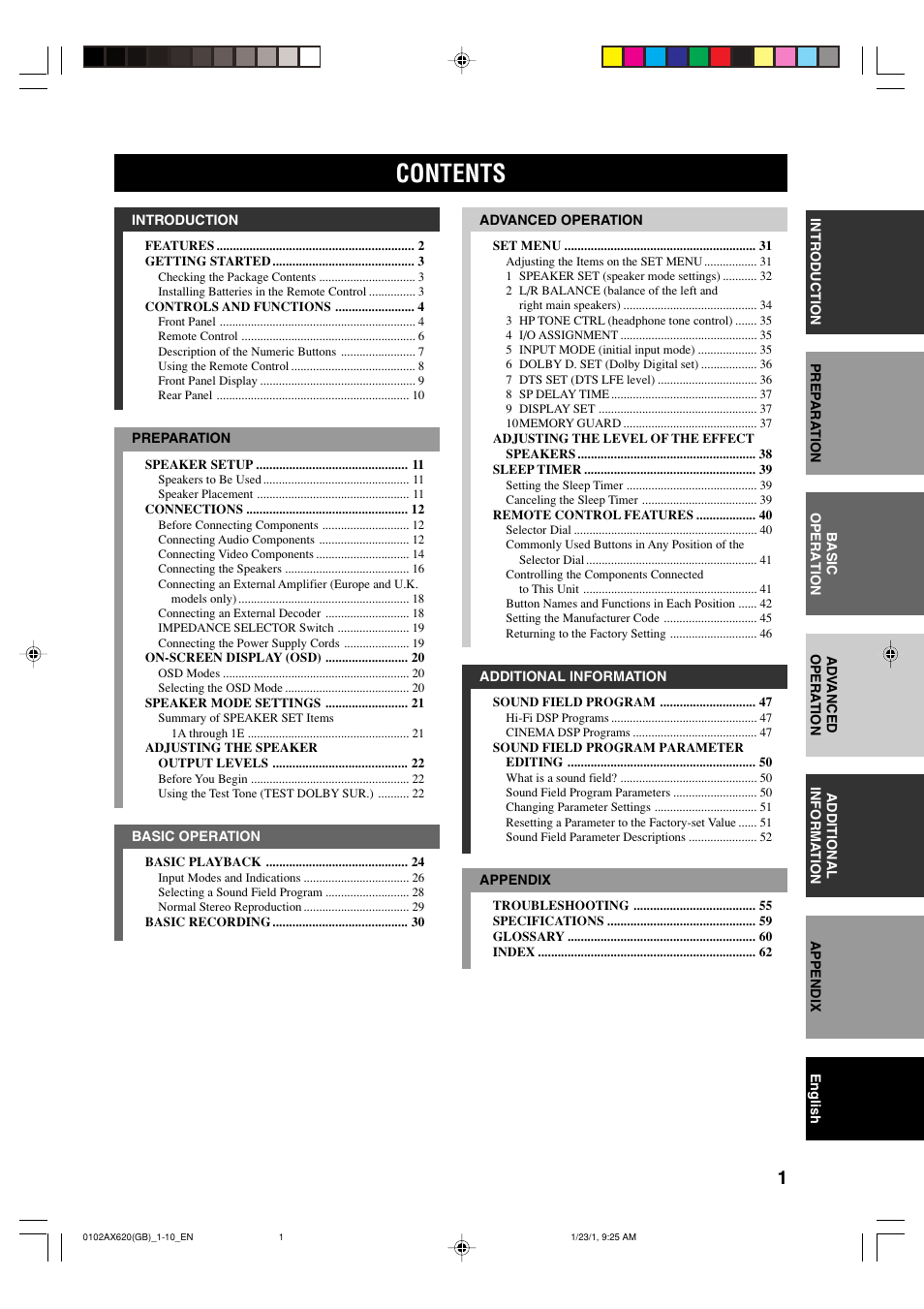 Yamaha DSP-AX620  EN User Manual | Page 3 / 73
