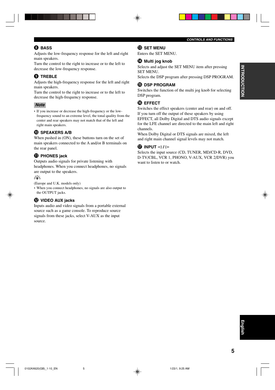 Yamaha DSP-AX620  EN User Manual | Page 7 / 73