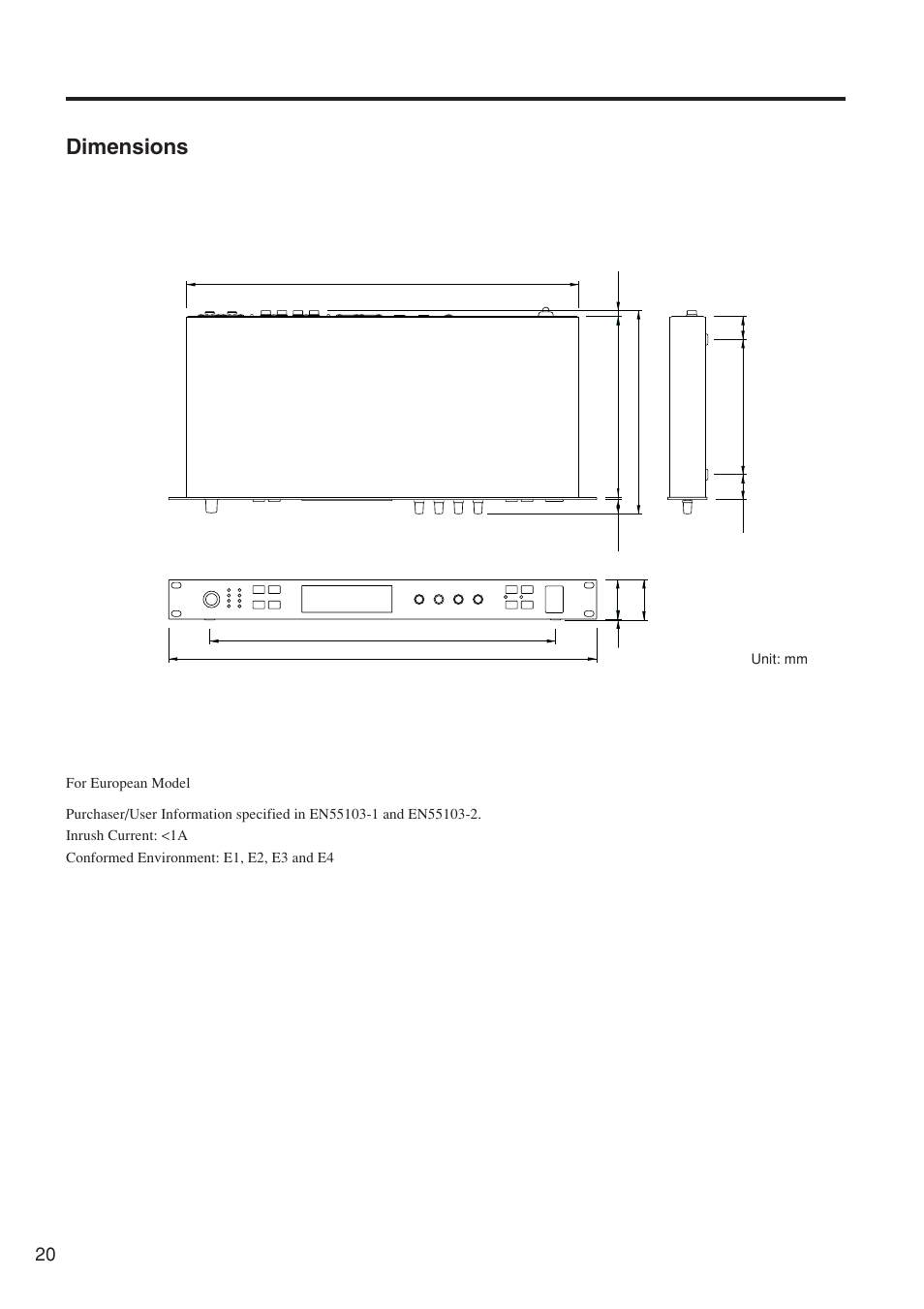 Dimensions | Yamaha REV500 User Manual | Page 24 / 28