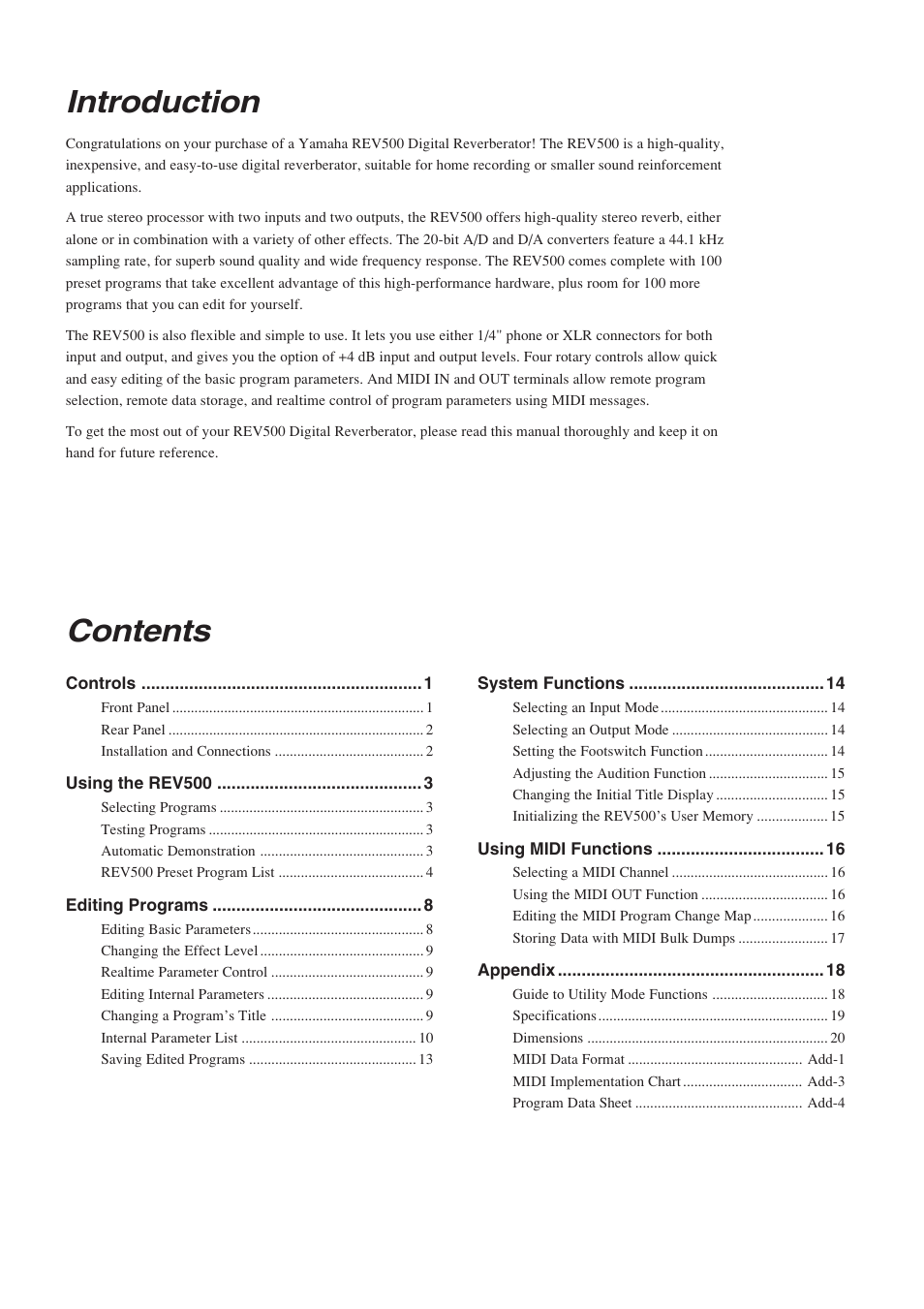 Yamaha REV500 User Manual | Page 4 / 28