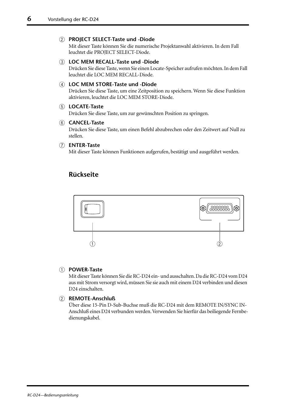 Rückseite | Yamaha RC-D24 User Manual | Page 33 / 62