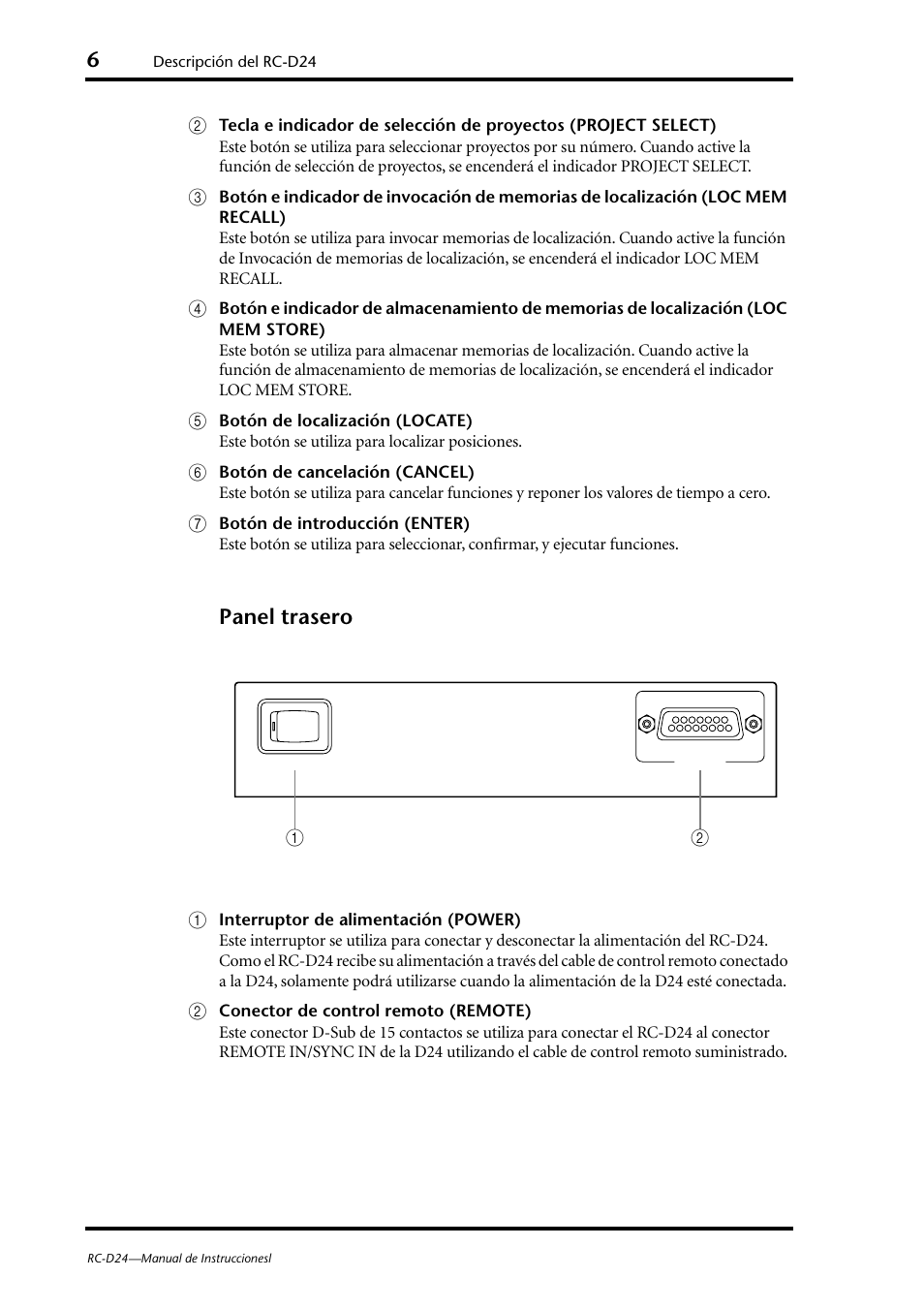 Panel trasero | Yamaha RC-D24 User Manual | Page 45 / 62