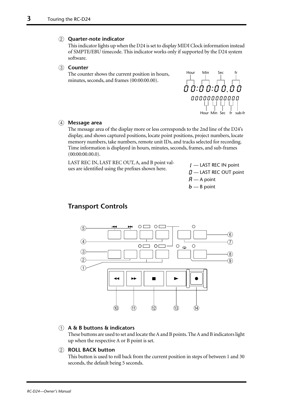Transport controls | Yamaha RC-D24 User Manual | Page 6 / 62