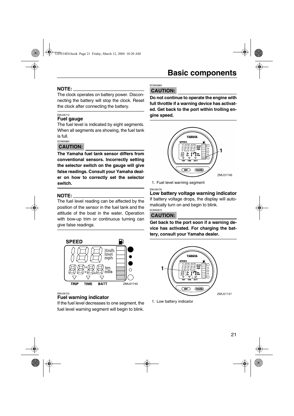 Indicator, Basic components | Yamaha F225D User Manual | Page 27 / 81