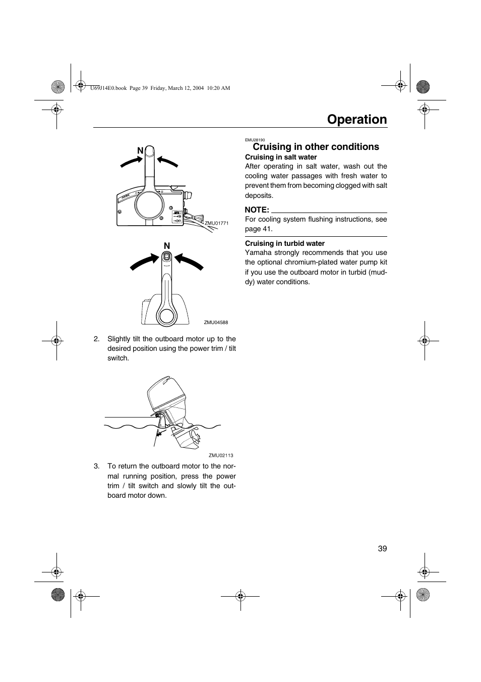 Cruising in other conditions, Operation | Yamaha F225D User Manual | Page 45 / 81