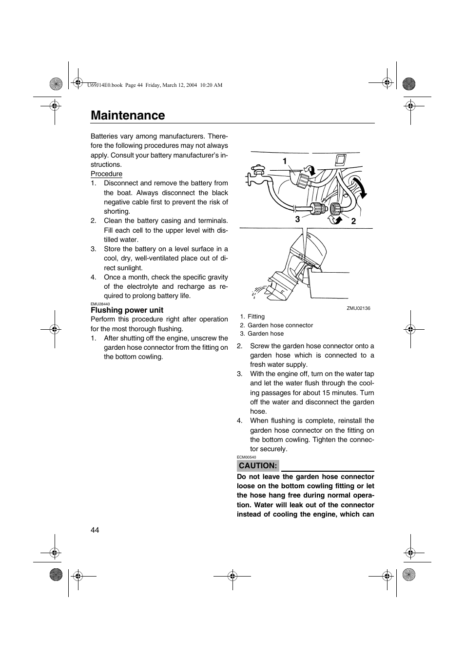 Flushing power unit, Maintenance | Yamaha F225D User Manual | Page 50 / 81