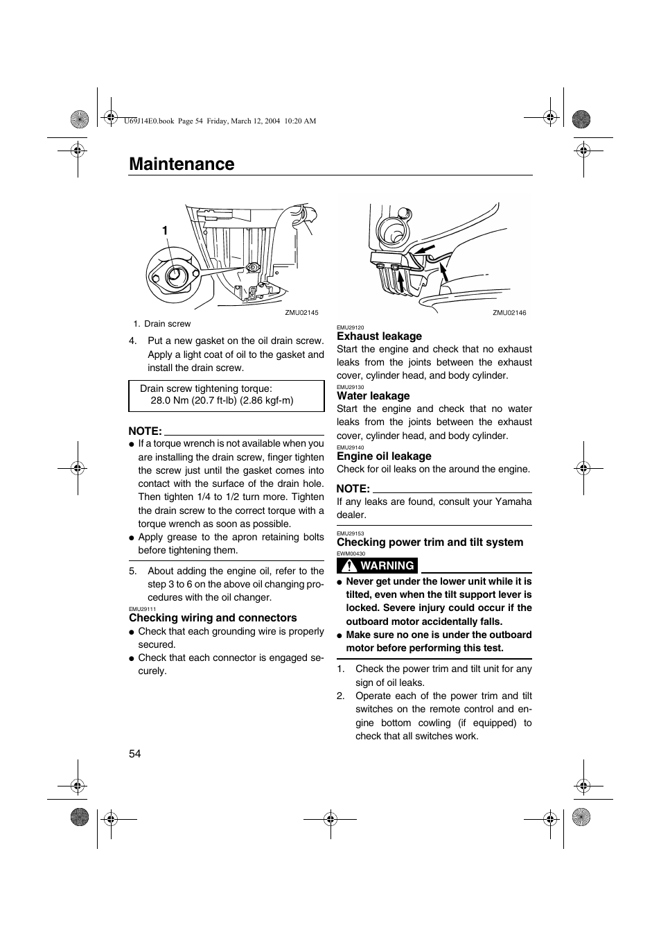 Checking wiring and connectors, Checking wiring and, Connectors | System, Maintenance | Yamaha F225D User Manual | Page 60 / 81