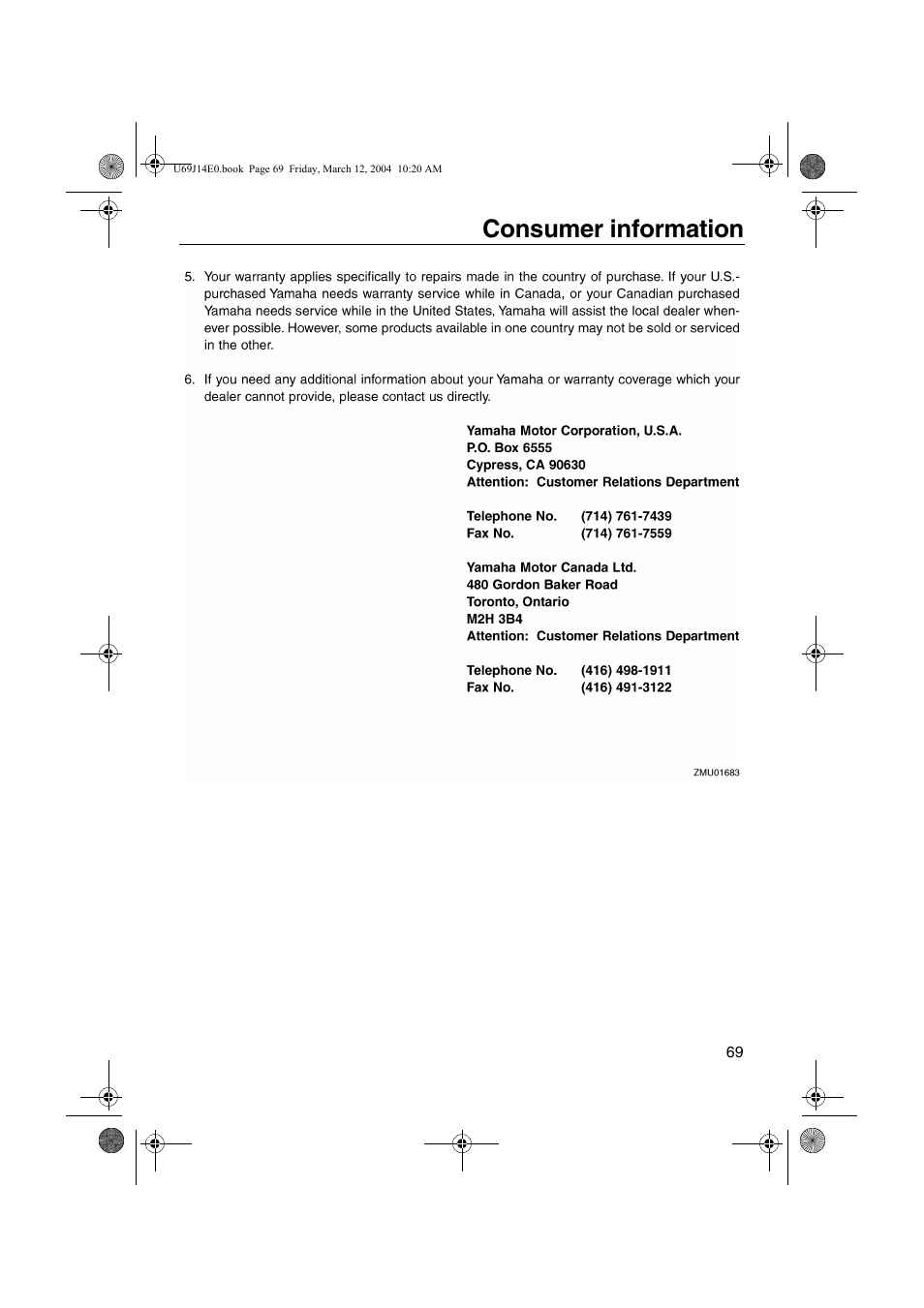 Consumer information | Yamaha F225D User Manual | Page 75 / 81