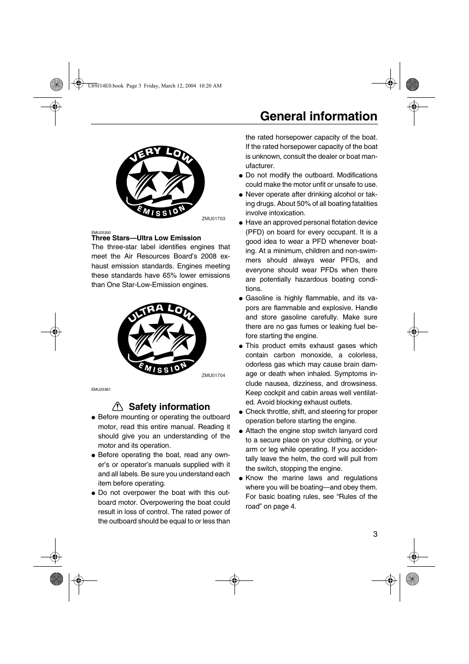 Safety information, General information | Yamaha F225D User Manual | Page 9 / 81