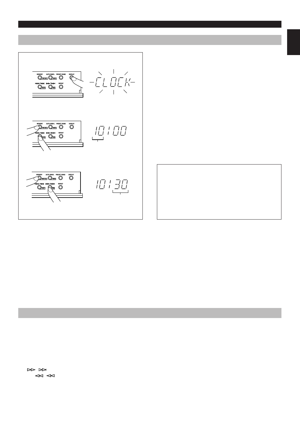 Adjustments before listening operations, Setting the clock, Adjusting brightness of the display | Changes | Yamaha AV1 User Manual | Page 27 / 57