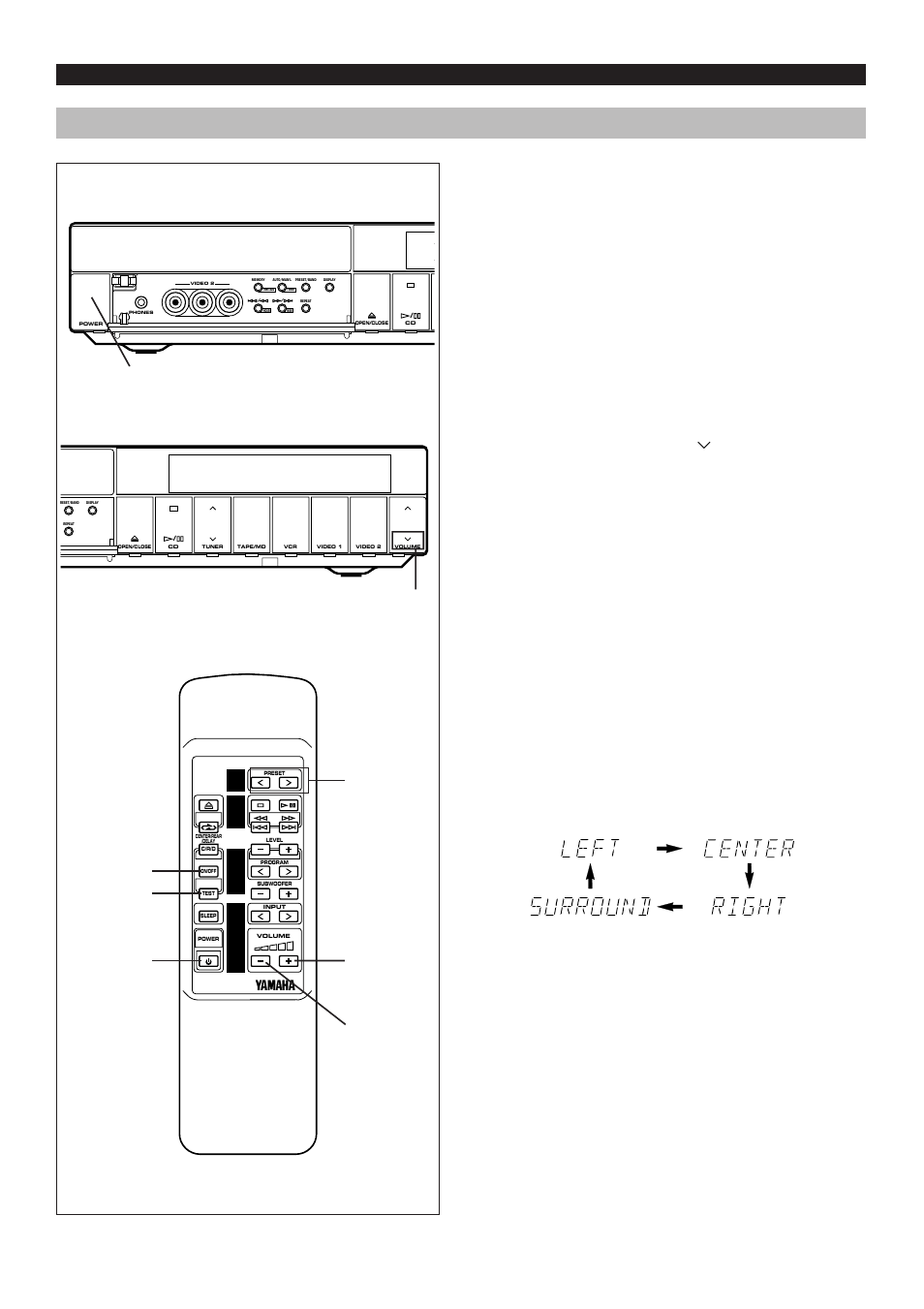 Speaker balance adjustment, E-26 adjustments before listening operations, Press the power switch to turn the power on | L and r) | Yamaha AV1 User Manual | Page 28 / 57