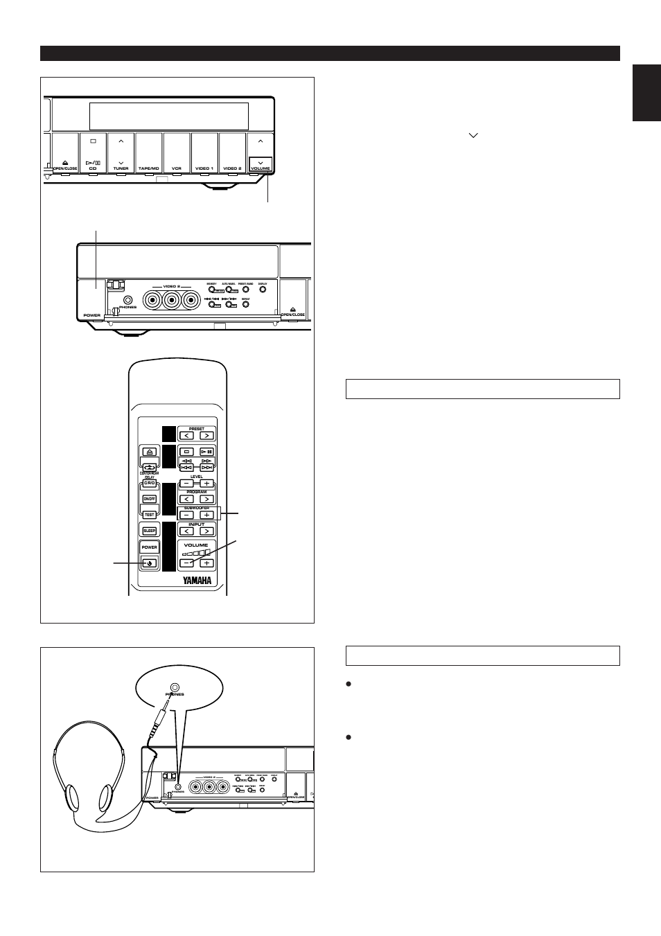 Adjusting the subwoofer output level, Listening with headphones, Stop playing a source | Subwoofer | Yamaha AV1 User Manual | Page 31 / 57