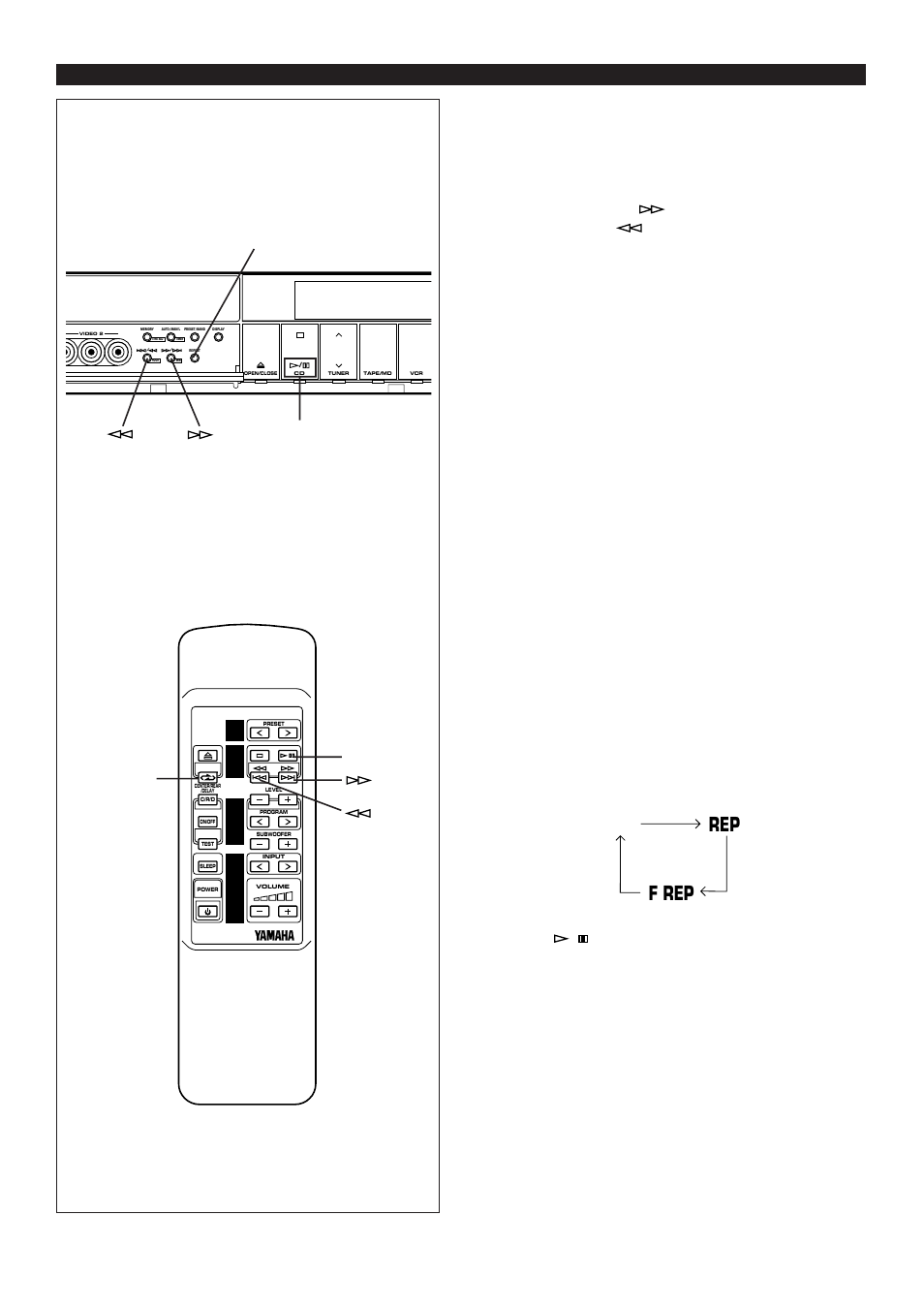 Repeat play, F rep rep, E-32 | Repeat play modes, Listening to a compact disc, Begin playback, Press, Off) | Yamaha AV1 User Manual | Page 34 / 57